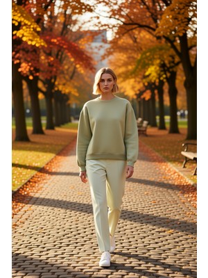 Benerly Kadın Bisiklet Yaka Düşük Kol Regular Kalıp Örme Sweatshirt Fonksiyonel Dayanıklı Kaliteli