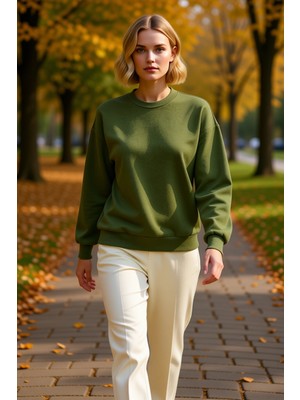 Benerly Kadın Bisiklet Yaka Düşük Kol Regular Kalıp Örme Sweatshirt Fonksiyonel Dayanıklı Kaliteli