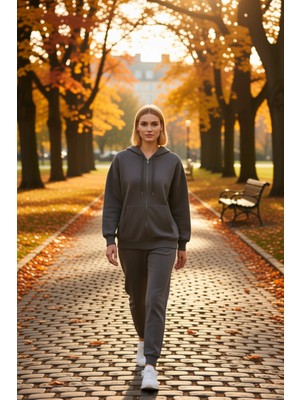 Benerly Kadın Kapüşonlu Düşük Kol Fermuarlı Sweatshirt Uzun Kollu Kalıp Fonksiyonel Dayanıklı Spor