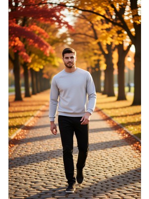 Benerly Erkek Bisiklet Yaka Reglan Kol Uzun Kol Sweatshirt Fonksiyonel Dayanıklı Kaliteli Konforlu
