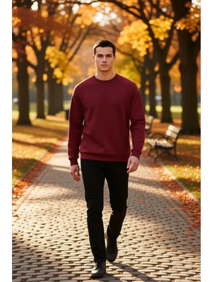 Benerly Erkek Bisiklet Yaka Reglan Kol Uzun Kol Sweatshirt Fonksiyonel Dayanıklı Kaliteli Konforlu