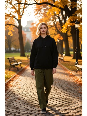 Benerly Kadın Kapüşonlu Düşük Kol Oversize Sweatshirt Fonksiyonel Dayanıklı Kaliteli Konforlu Spor