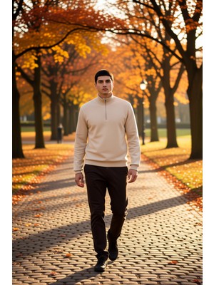 Benerly Erkek Dik Yaka Standart Kol Regular Kalıp Sweatshirt Fonksiyonel Dayanıklı Kaliteli Modern