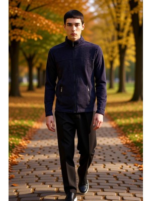 Benerly Erkek Dik Yaka Standart Kol Fermuarlı Polar Sweatshirt Fonksiyonel Dayanıklı Kaliteli Spor