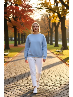 Benerly Kadın Bisiklet Yaka Düşük Kol Regular Kalıp Örme Sweatshirt Fonksiyonel Dayanıklı Kaliteli