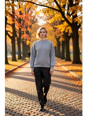 Benerly Kadın Bisiklet Yaka Düşük Kol Regular Kalıp Örme Sweatshirt Fonksiyonel Dayanıklı Kaliteli