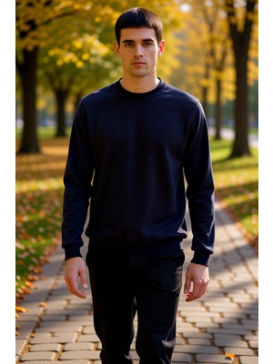 Benerly Erkek Bisiklet Yaka Standart Kol Regular Kalıp Polar Sweatshirt Fonksiyonel Dayanıklı Spor