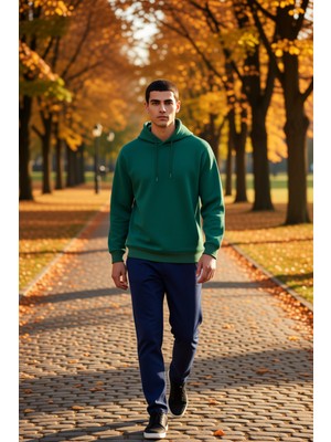 Benerly Erkek Kapüşonlu Standart Kol Regular Kalıp 3 Iplik Penye Şardonlu Sweatshirt Fonksiyonel Şık