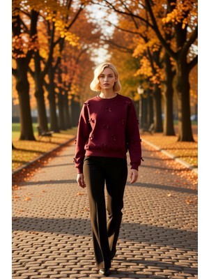 Benerly Kadın Bisiklet Yaka Düşük Kol Fermuarlı Örme Sweatshirt Fonksiyonel Dayanıklı Kaliteli Şık