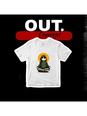 Out.Concept Unisex Cat Baskılı T-Shirt