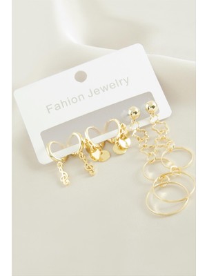 Bijuteri Net 6 Adet Inci Taşlı Halka Küpe