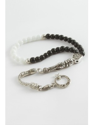 Bijuteri Net Siyah Beyaz Mat Onix Ceyt Doğaltaş Tesbih 6 mm