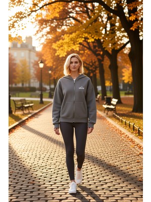 Benerly Kadın Kapüşonlu Düşük Kol Fermuarlı Örme Sweatshirt Fonksiyonel Dayanıklı Kaliteli Estetik