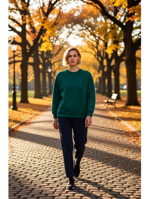 Benerly Kadın Bisiklet Yaka Reglan Kol Düz Örme Sweatshirt Fonksiyonel Dayanıklı Kaliteli Konforlu