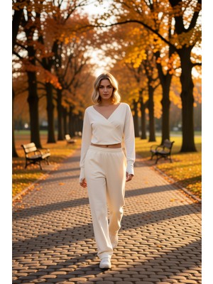 Benerly Kadın V Yaka Uzun Kol Dalgıç Scuba Regular Kalıp Sweatshirt Fonksiyonel Dayanıklı Kaliteli