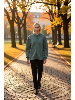 Benerly Kadın Kapüşonlu Düşük Kol Fermuarlı Sweatshirt Uzun Kollu Kalıp Fonksiyonel Dayanıklı Spor