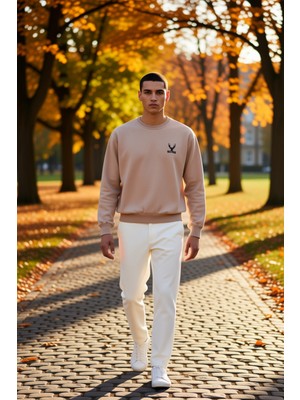 Benerly Erkek Bisiklet Yaka Düşük Kol Uzun Kol Sweatshirt Fonksiyonel Dayanıklı Kaliteli Konforlu Şık