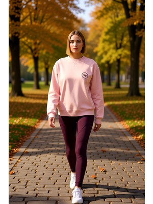 Benerly Kadın Bisiklet Yaka Düşük Kol %100 Pamuk Sweatshirt Fonksiyonel Dayanıklı Kaliteli Estetik