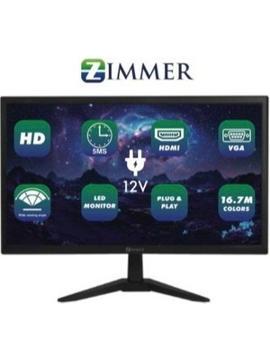 Zimmer 20 inç HD Ready Monitör TV LED Teknolojisi ile 12V Çalışma ve HDMI Girişi