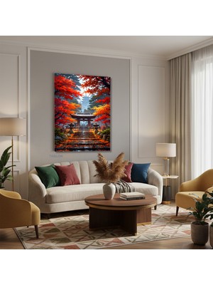 Tablonhazır Dikey Kanvas Tablo Salon Duvar Tablosu Japon Sonbahar Kapılar Yeni Ev Hediyesi Ofis Tablosu