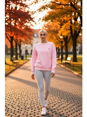 Benerly Kadın Bisiklet Yaka Düşük Kol Nakışlı Örme Sweatshirt Fonksiyonel Dayanıklı Kaliteli Rahat