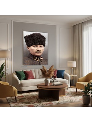 Tablonhazır Dikey Kanvas Tablo Salon Duvar Tablosu Atatürk Portre Renkli Yeni Ev Hediyesi Ofis Tablosu