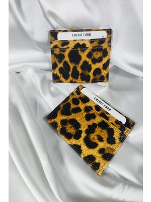 Leaf Accessory Unisex Kartlık Leopar Desenli, 1. Sınıf Vinlex Deri, 7 Tane Kart Koyma Cepli