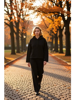 Benerly Kadın Kapüşonlu Düşük Kol Oversize Örme Sweatshirt Fonksiyonel Dayanıklı Kaliteli Konforlu