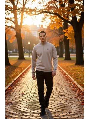 Benerly Erkek Dik Yaka Standart Kol Regular Kalıp Sweatshirt Fonksiyonel Dayanıklı Kaliteli Modern