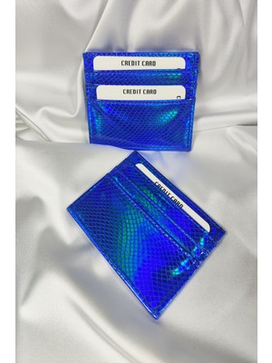 Leaf Accessory Kadın Kartlık Parlak Mavi, 1. Sınıf Vinlex Deri, 7 Tane Kart Koyma Cepli