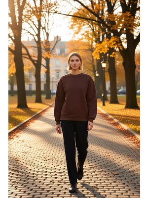 Benerly Kadın Bisiklet Yaka Düşük Kol Regular Kalıp Örme Sweatshirt Fonksiyonel Dayanıklı Kaliteli