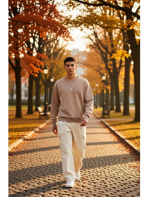 Benerly Erkek Bisiklet Yaka Standart Kol Oversize Kalıp Hayvan Desenli Sweatshirt Fonksiyonel Spor