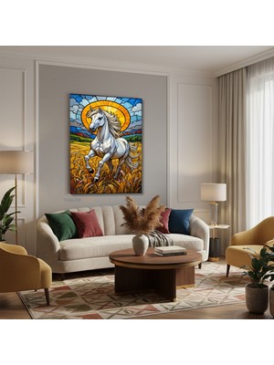 Dikey Kanvas Tablo Salon Duvar Tablosu Mozaik At Yeni Ev Hediyesi Ofis Tablosu