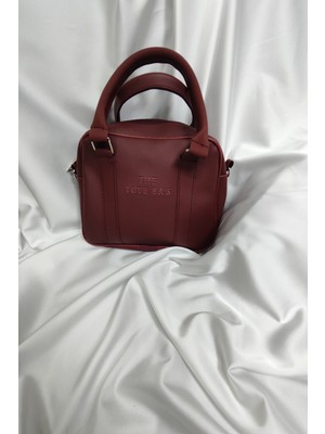 Leaf Accessory Tote Bag Çanta, Fermuaralı, Elde ve Omuz Askılı, Bordo