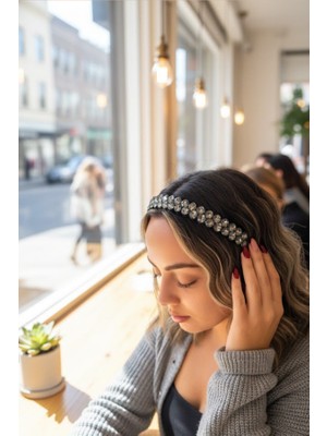 Gümüş Kristal Işlemeli Lüks Taç Saç Bandı (Abiye ve Gelinlik Aksesuarı)