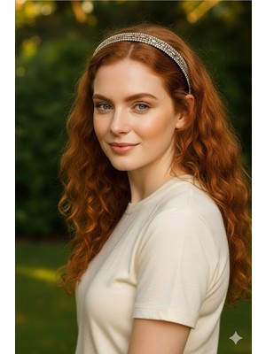 Rose Gold (Gül Altın) Işlemeli Siyah Tabanlı Lüks Taç Saç Bandı (Abiye Aksesuarı)