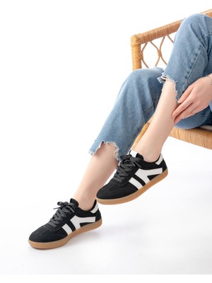 Zerenyus ZRİN-1004 Premium Siyah Süet Bağcıklı Günlük Kadın Sneaker