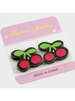 Kiraz Mıknatıslı Plastik Çocuk Küpesi