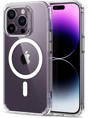 Iphone 14 Pro Max Kılıf Kamera Lens Korumalı Magsafe Destekli Şeffaf Darbe Emici Sert Kapak