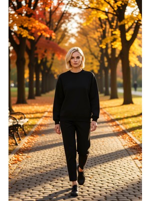 Benerly Kadın Bisiklet Yaka Düşük Kol Regular Kalıp Örme Sweatshirt Fonksiyonel Dayanıklı Kaliteli