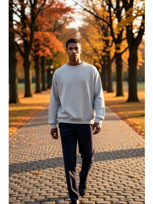 Benerly Erkek Bisiklet Yaka Reglan Kol Oversize Kalıp Sweatshirt Fonksiyonel Dayanıklı Kaliteli Şık