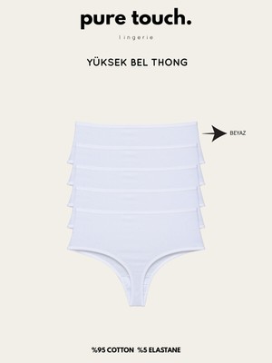 Kadın Yüksek Bel Tanga Külot 5'li Paket/beyaz
