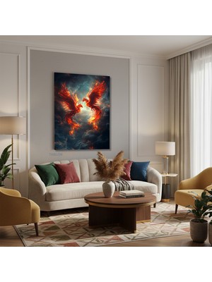 Dikey Kanvas Tablo Salon Duvar Tablosu Iki Anka Kuşu Yeni Ev Hediyesi Ofis Tablosu