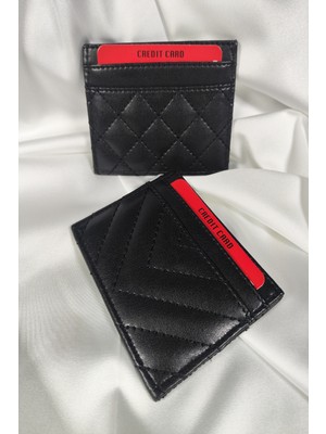 Leaf Accessory Unisex Kartlık Siyah, 1. Sınıf Vinlex Deri, 7 Tane Kart Koyma Cepli