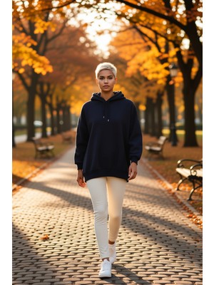 Benerly Kadın Kapüşonlu Düşük Kol Örme Geniş Kalıp Sweatshirt Fonksiyonel Dayanıklı Kaliteli Rahat