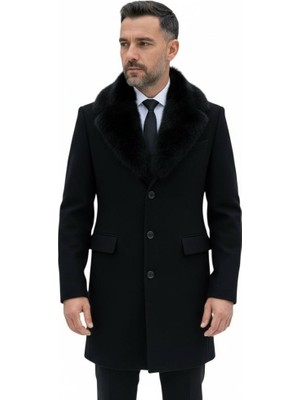 Plus Scorpion Erkek Uzun Kaşe Kaban – Çıkartılabilir Kürk Yaka, Astarlı ve Cepli Slim Fit Mont (Bej, Gri, Siyah, Taba)