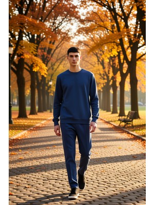 Benerly Erkek Düz Bisiklet Yaka Düşük Kol Uzun Kollu Sweatshirt Fonksiyonel Dayanıklı Kaliteli Şık