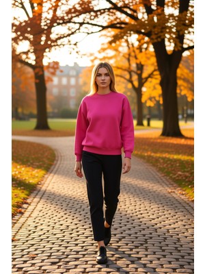 Benerly Kadın Bisiklet Yaka Düşük Kol Regular Kalıp Örme Sweatshirt Fonksiyonel Dayanıklı Kaliteli