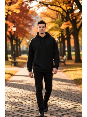 Benerly Erkek Kapüşonlu Standart Kol Oversize Kalıp Sweatshirt Fonksiyonel Dayanıklı Kaliteli Spor