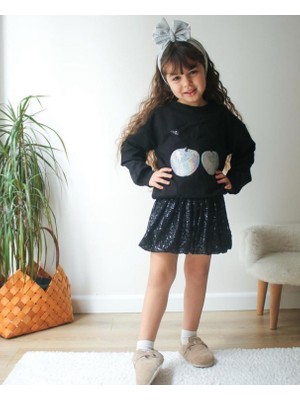 Butik Kız Çocuk Pamuklu Payet Etekli 2'li Takım